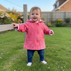 Trois Moutons Pink Hooded Bow Jacket 9 Months